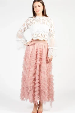 Chelsea Addison Lace Bell Sleeve Blouse Hot