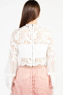 Chelsea Addison Lace Bell Sleeve Blouse Hot