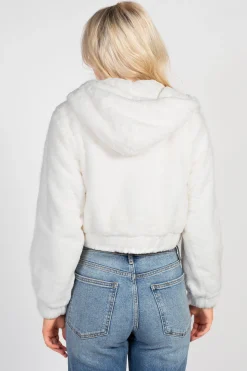 Love Tree Alethea Hooded Faux Fur Bomber Jacket Clearance
