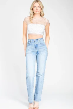 Hot u0026 Delicious Alexa Embellished Crop Top Fashion