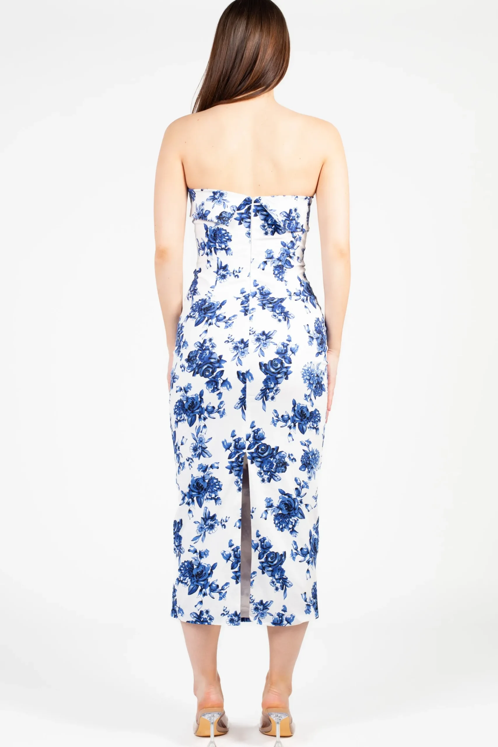 Mable Alina Floral Bodycon Midi Dress White Fashion