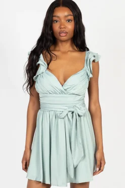 Cellecci Aliya Tie Front Chiffon Mini Dress Sale