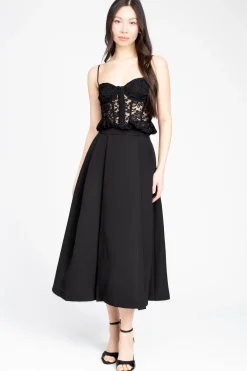 HERSu0026MINE Amelie Lace Ruffle Corset Black Sale