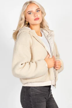 Iris Aspen Sherpa Crop Jacket Cream Discount