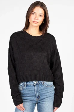 Double Zero Astrid Checkered Knit Sweater Discount