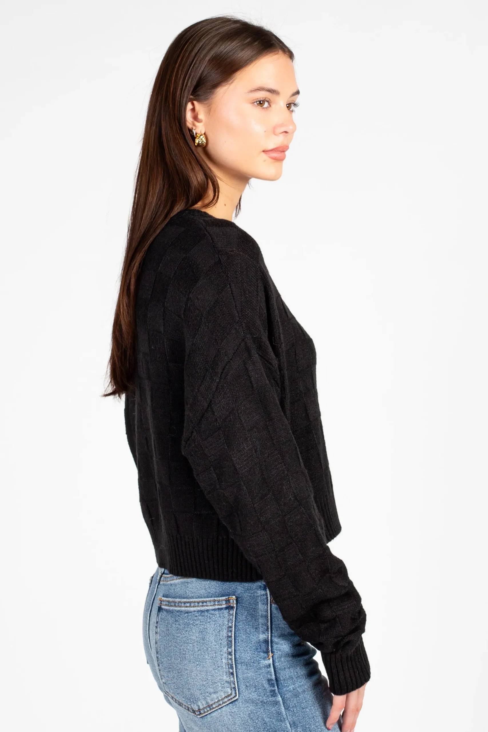 Double Zero Astrid Checkered Knit Sweater Discount