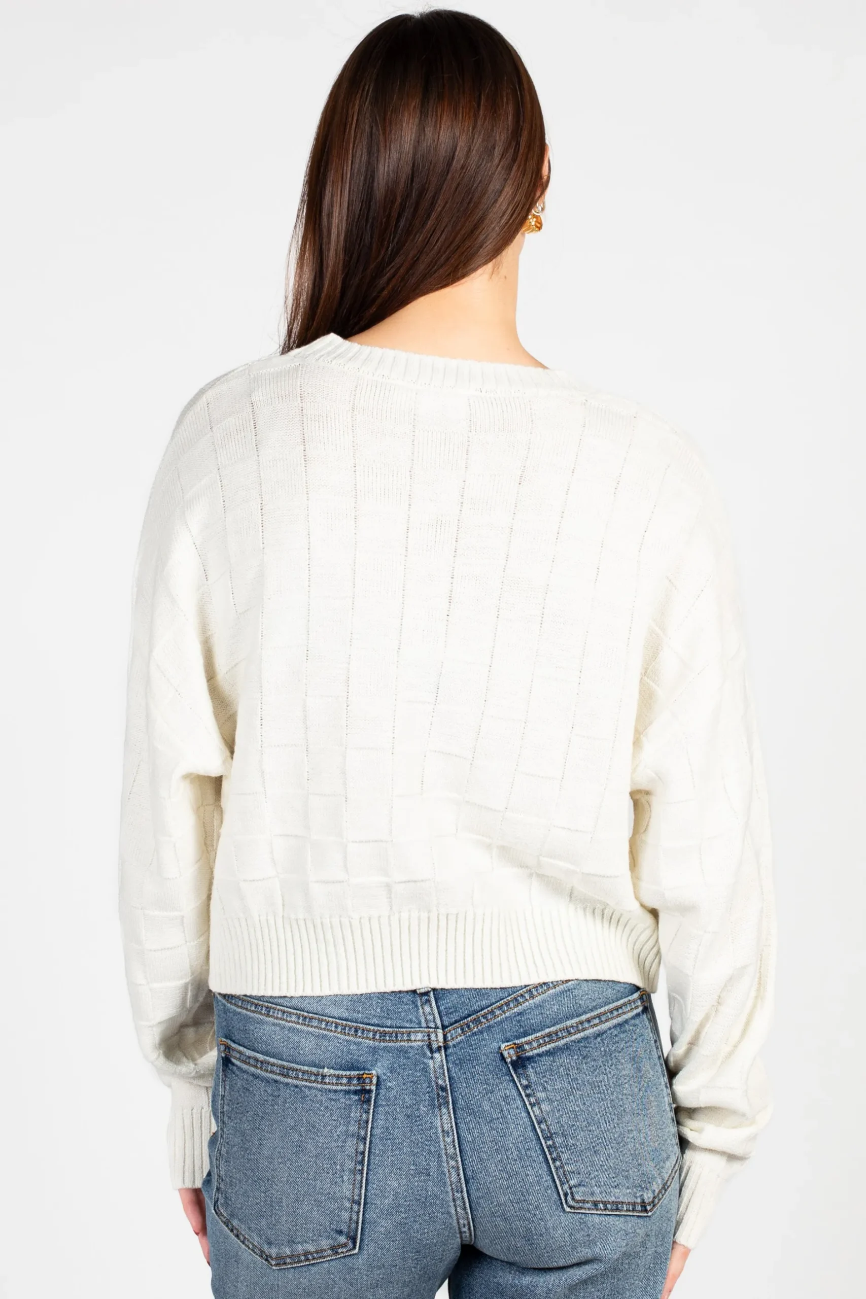 Double Zero Astrid Checkered Knit Sweater Discount