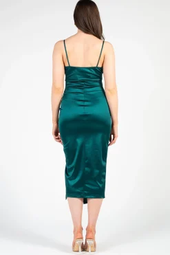 Lovely Day Aveline Tulip Bottom Satin Midi Dress Sale