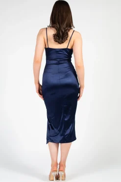 Lovely Day Aveline Tulip Bottom Satin Midi Dress Sale