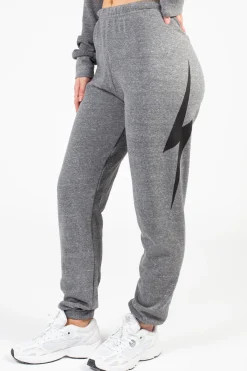 Aviator Nation Classic Bolt Sweatpants HeatherGrey Clearance