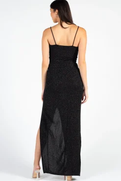 Lovely Day Bianca Side Ruched Shimmer Maxi Dress Hot