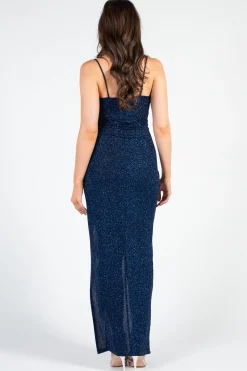 Lovely Day Bianca Side Ruched Shimmer Maxi Dress Hot