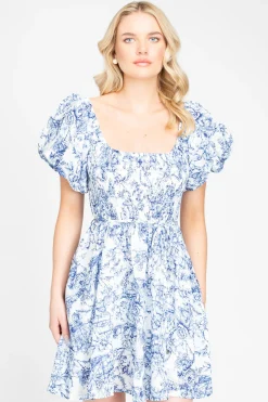 bigHit Bloom Mini Dress Blue Fashion
