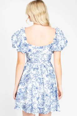 bigHit Bloom Mini Dress Blue Fashion
