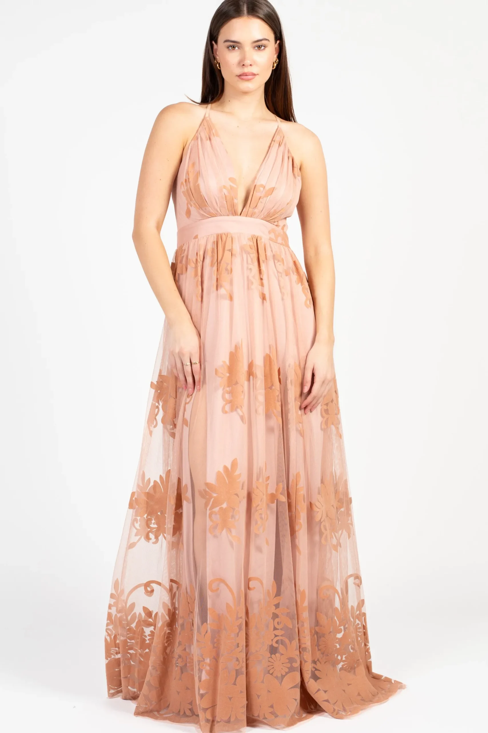 Luxell Brianna Floral Tulle Maxi Dress Sale