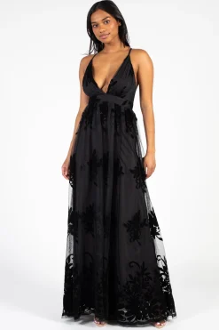 Luxell Brianna Floral Tulle Maxi Dress Sale