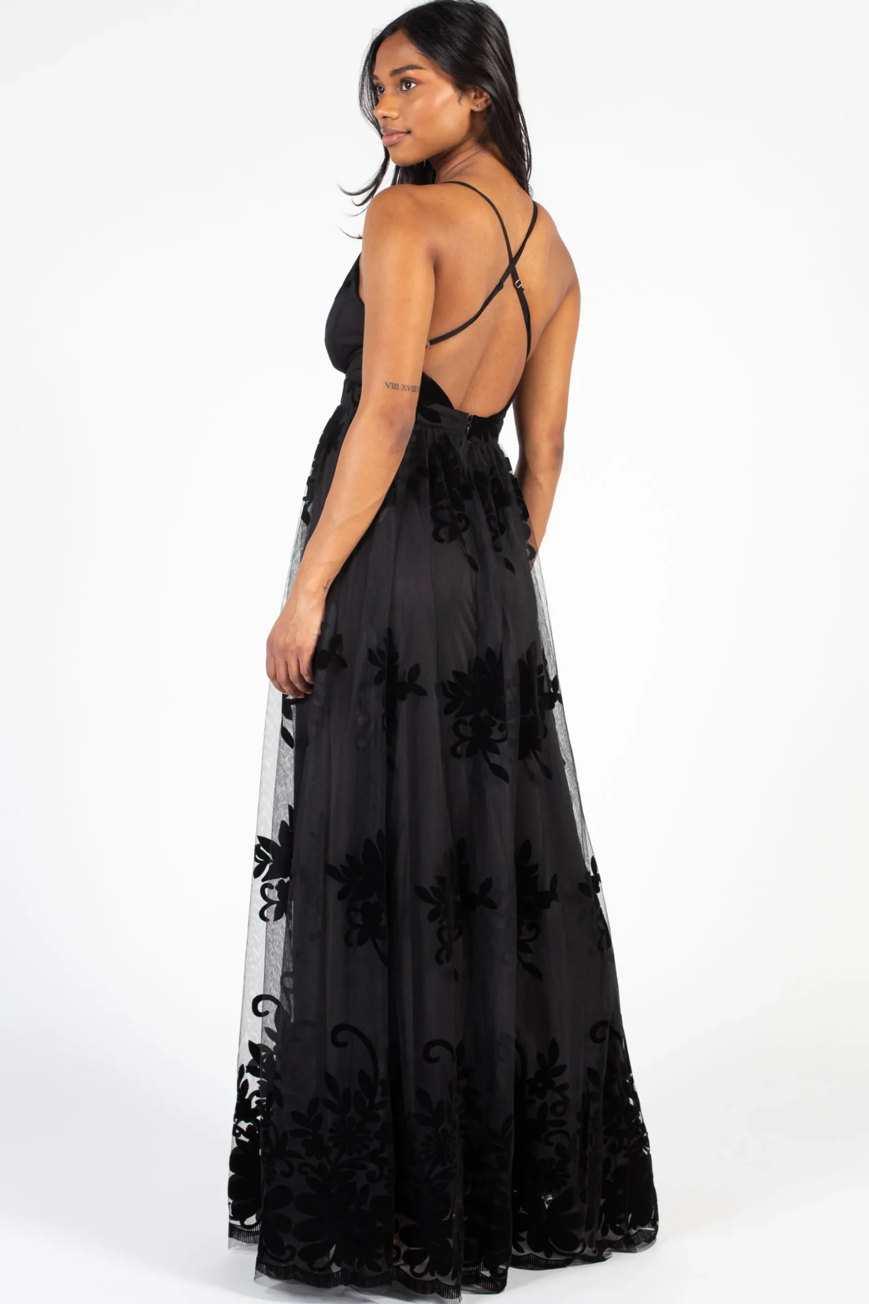 Luxell Brianna Floral Tulle Maxi Dress Sale