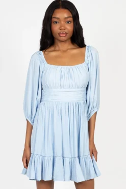 Lily u0026 Peony Celeste Bow Tie Back Mini Dress LightBlue Outlet