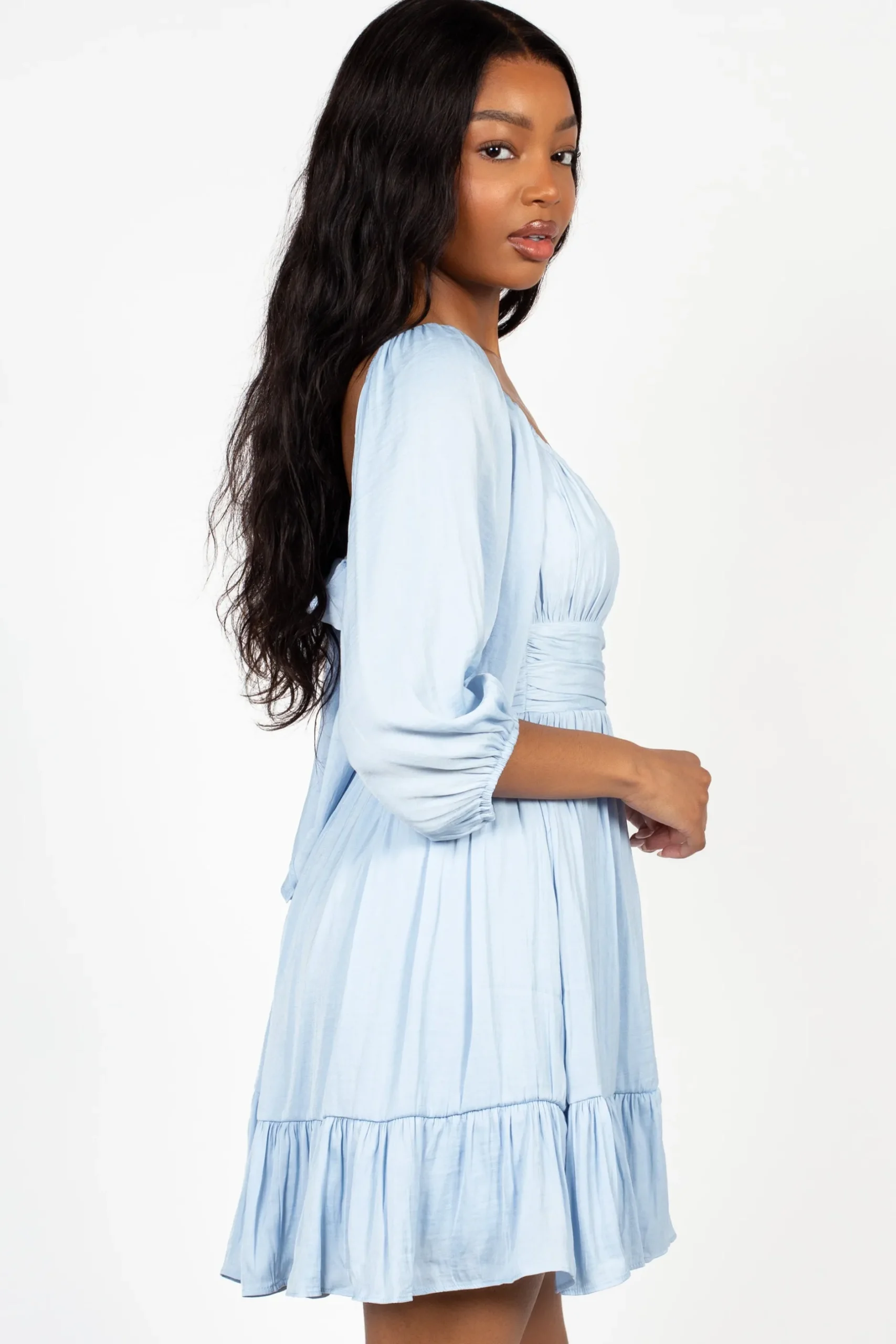 Lily u0026 Peony Celeste Bow Tie Back Mini Dress LightBlue Outlet