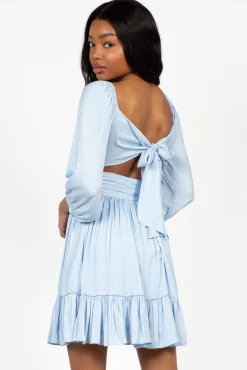 Lily u0026 Peony Celeste Bow Tie Back Mini Dress LightBlue Outlet