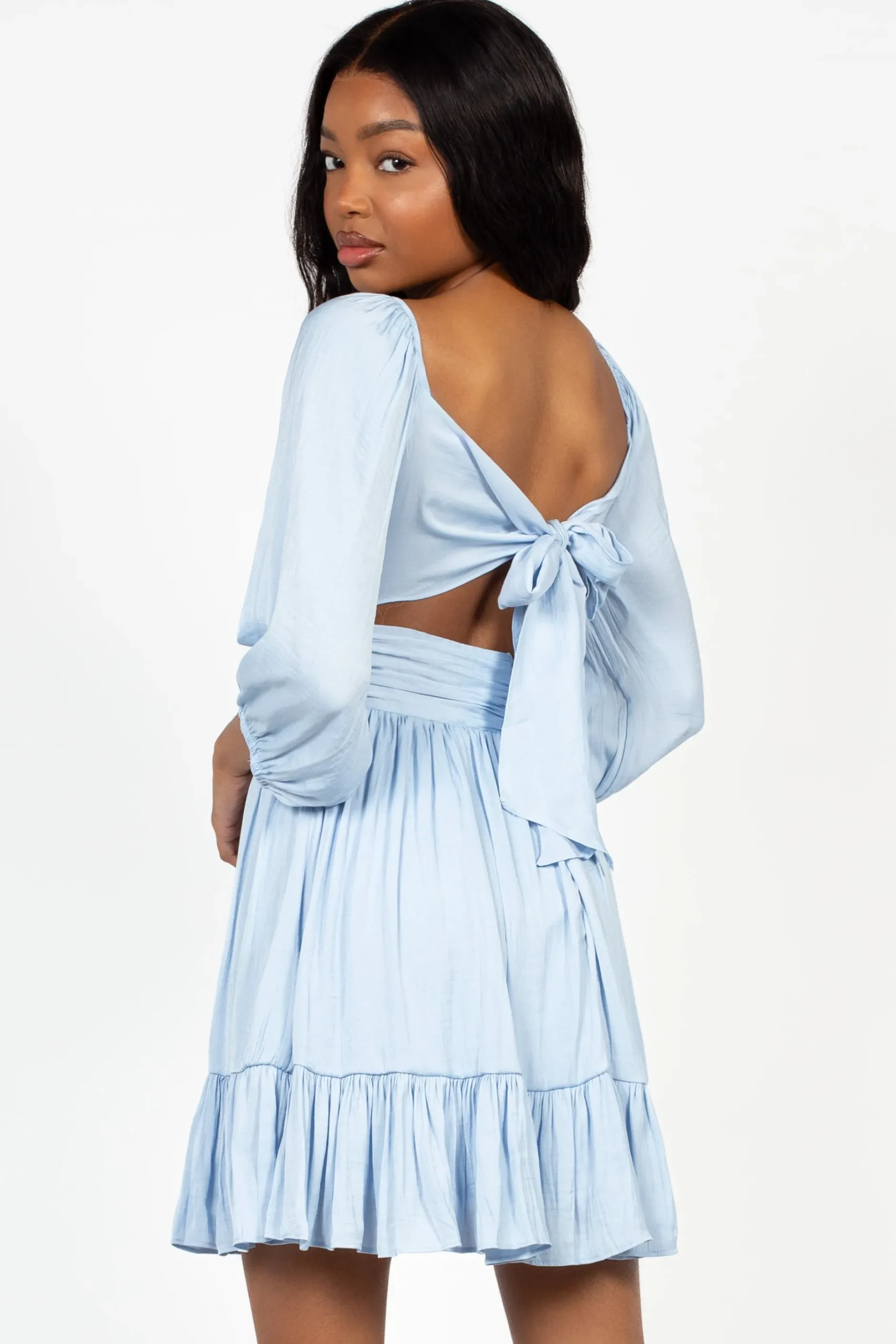 Lily u0026 Peony Celeste Bow Tie Back Mini Dress LightBlue Outlet