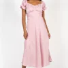Saints u0026 Secrets Cindy Satin Off-The-Shoulder Midi Dress Outlet