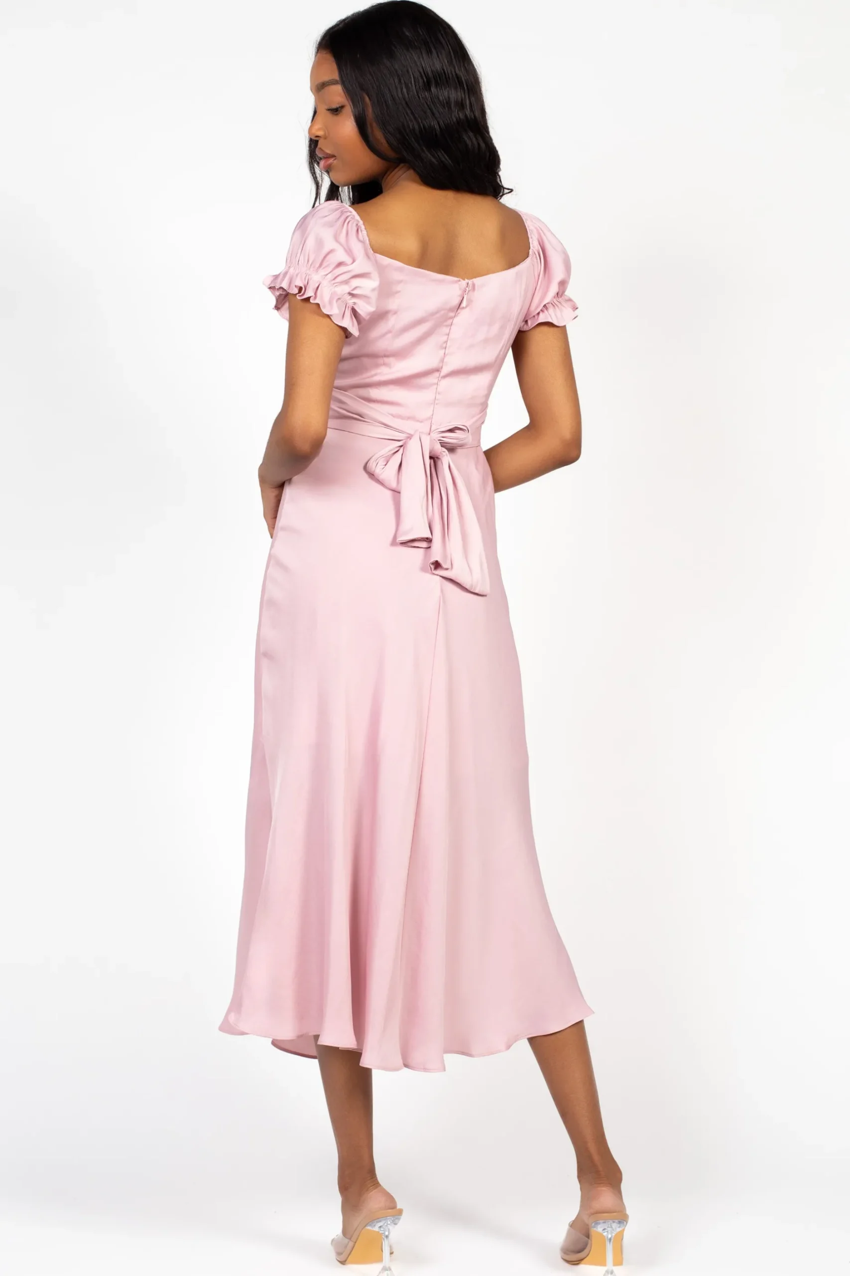 Saints u0026 Secrets Cindy Satin Off-The-Shoulder Midi Dress Outlet