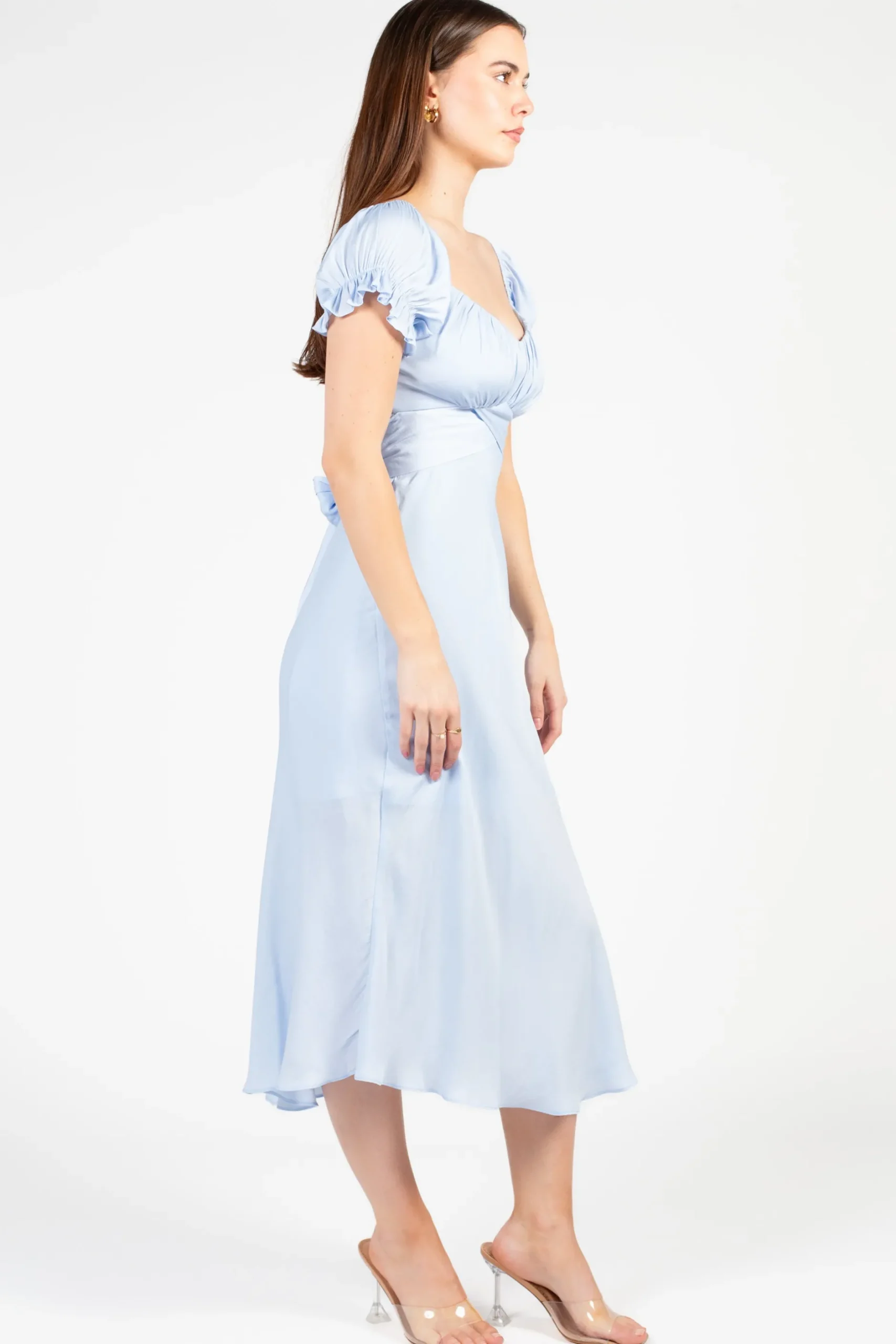 Saints u0026 Secrets Cindy Satin Off-The-Shoulder Midi Dress Outlet