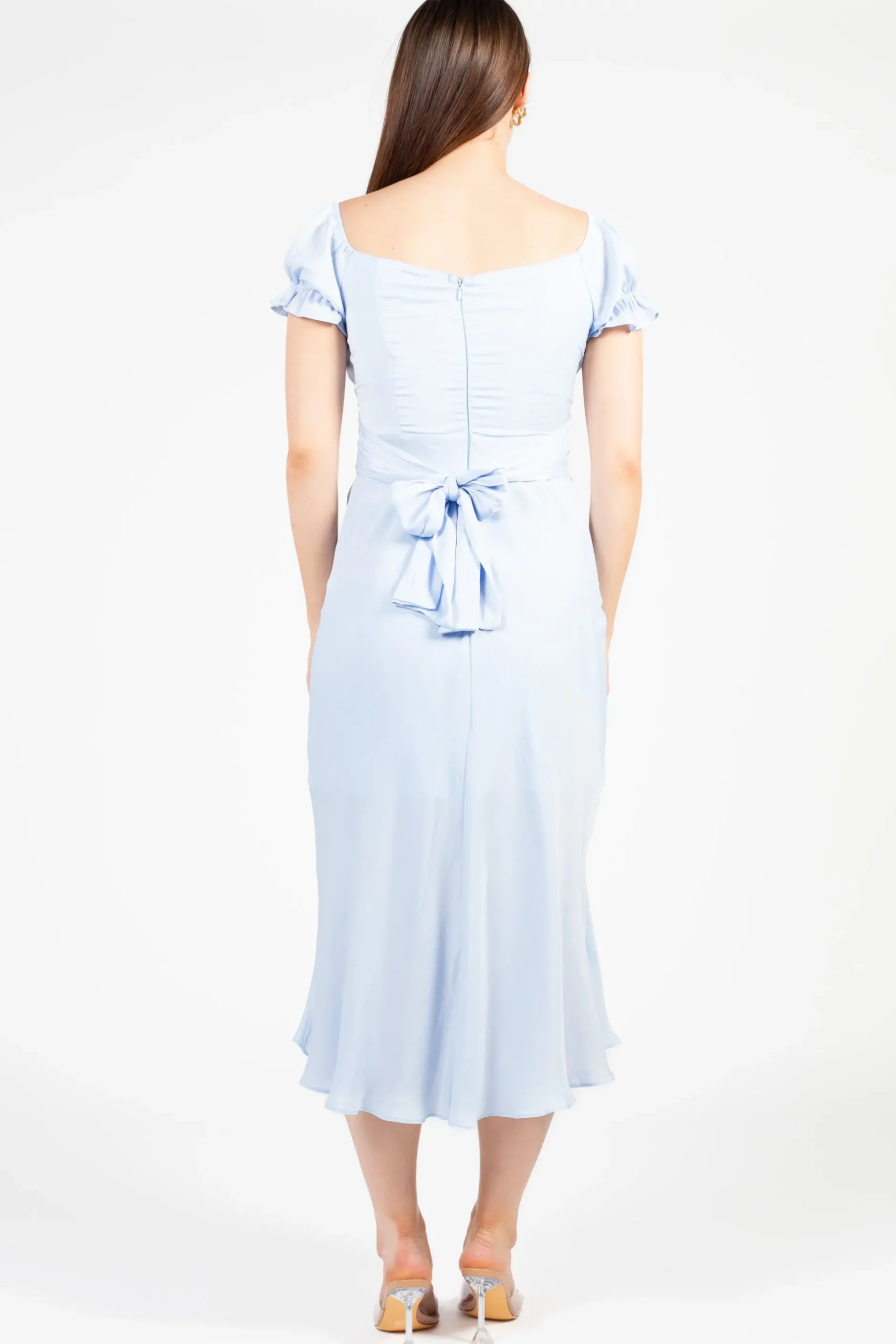 Saints u0026 Secrets Cindy Satin Off-The-Shoulder Midi Dress Outlet