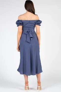 Saints u0026 Secrets Cindy Satin Off-The-Shoulder Midi Dress Outlet
