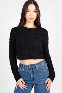HYFVE Clare Fuzzy Crop Sweater Hot