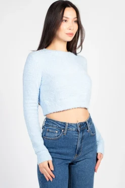 HYFVE Clare Fuzzy Crop Sweater Hot