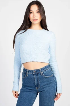 HYFVE Clare Fuzzy Crop Sweater Hot