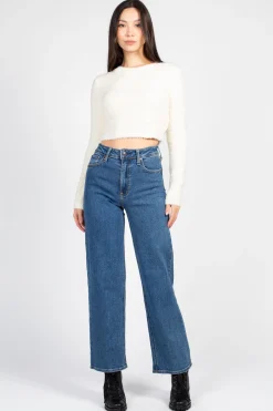 HYFVE Clare Fuzzy Crop Sweater Hot