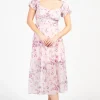One and Only Cleo Floral Midi Dress Pink Outlet