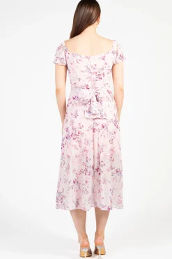 One and Only Cleo Floral Midi Dress Pink Outlet