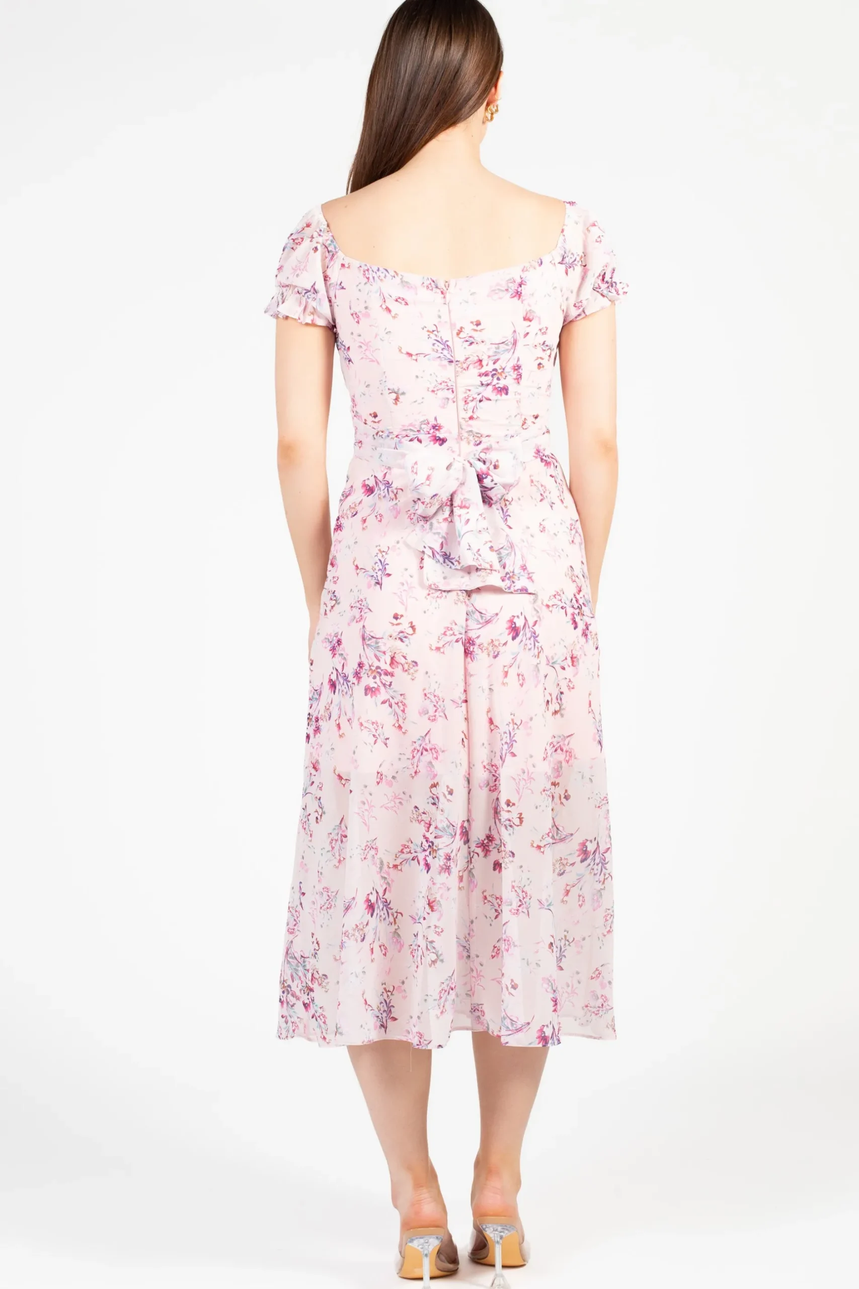 One and Only Cleo Floral Midi Dress Pink Outlet