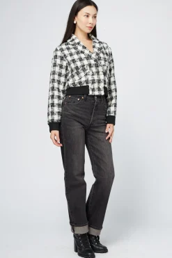 Balboa Coco Houndstooth Rhinestone Button Jacket Black/White Online