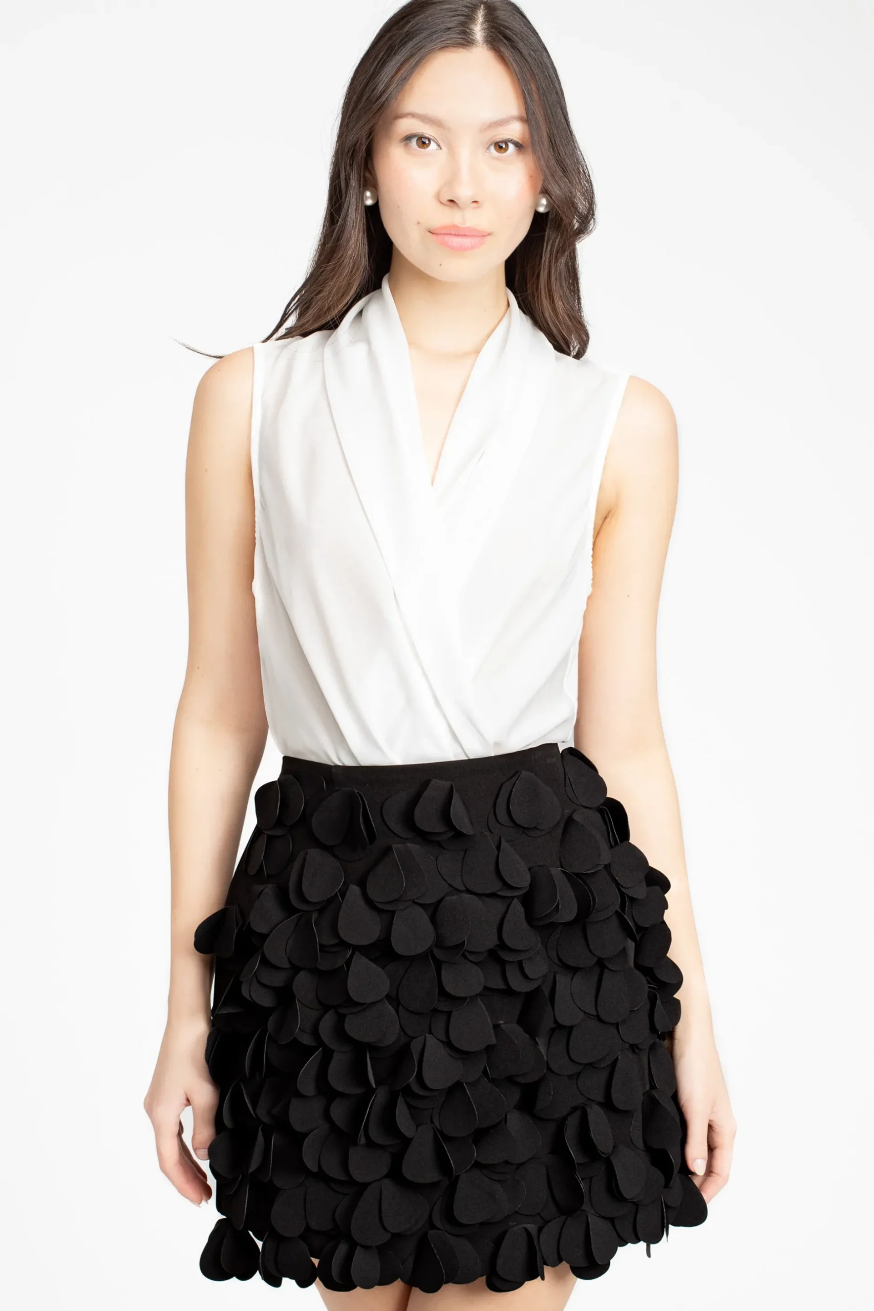 Chelsea Dorothea Sleeveless Drapey Chiffon Bodysuit Fashion