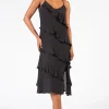 HYFVE Eden Ruffle Tiered Midi Dress Black Discount