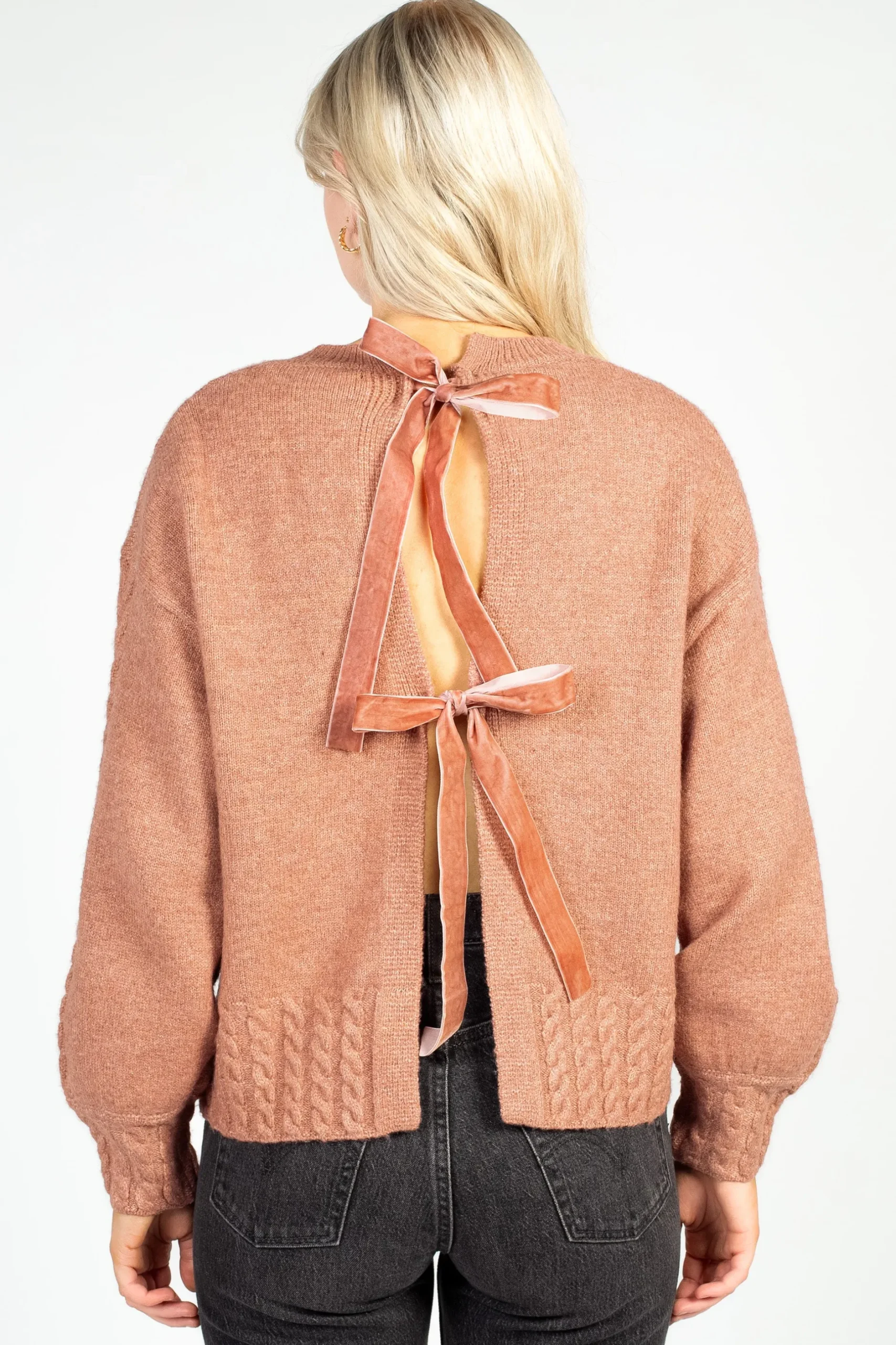 Papermoon Edith Open Bow Back Knit Sweater Mauve Online