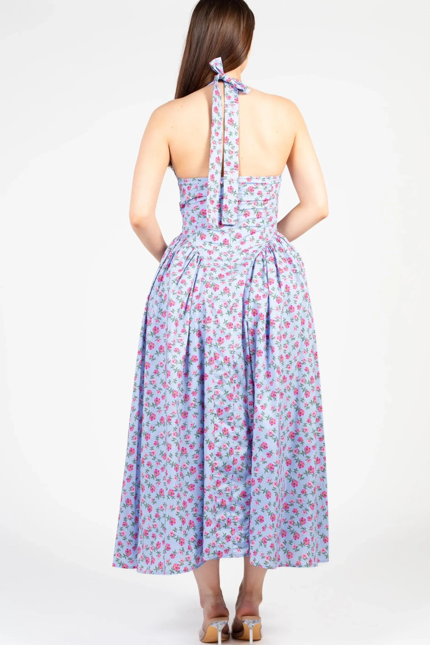 Mable Eleni Floral Midi Dress Blue Discount