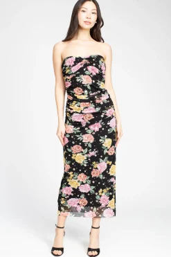 Dress Forum Elise Floral Ruched Maxi Dress Black Clearance