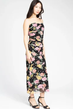 Dress Forum Elise Floral Ruched Maxi Dress Black Clearance