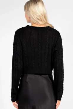 Love Tree Emmeline Cable Knit Bow Sweater Hot