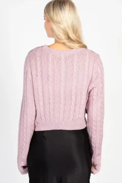 Love Tree Emmeline Cable Knit Bow Sweater Hot