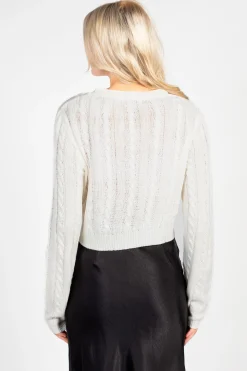 Love Tree Emmeline Cable Knit Bow Sweater Hot
