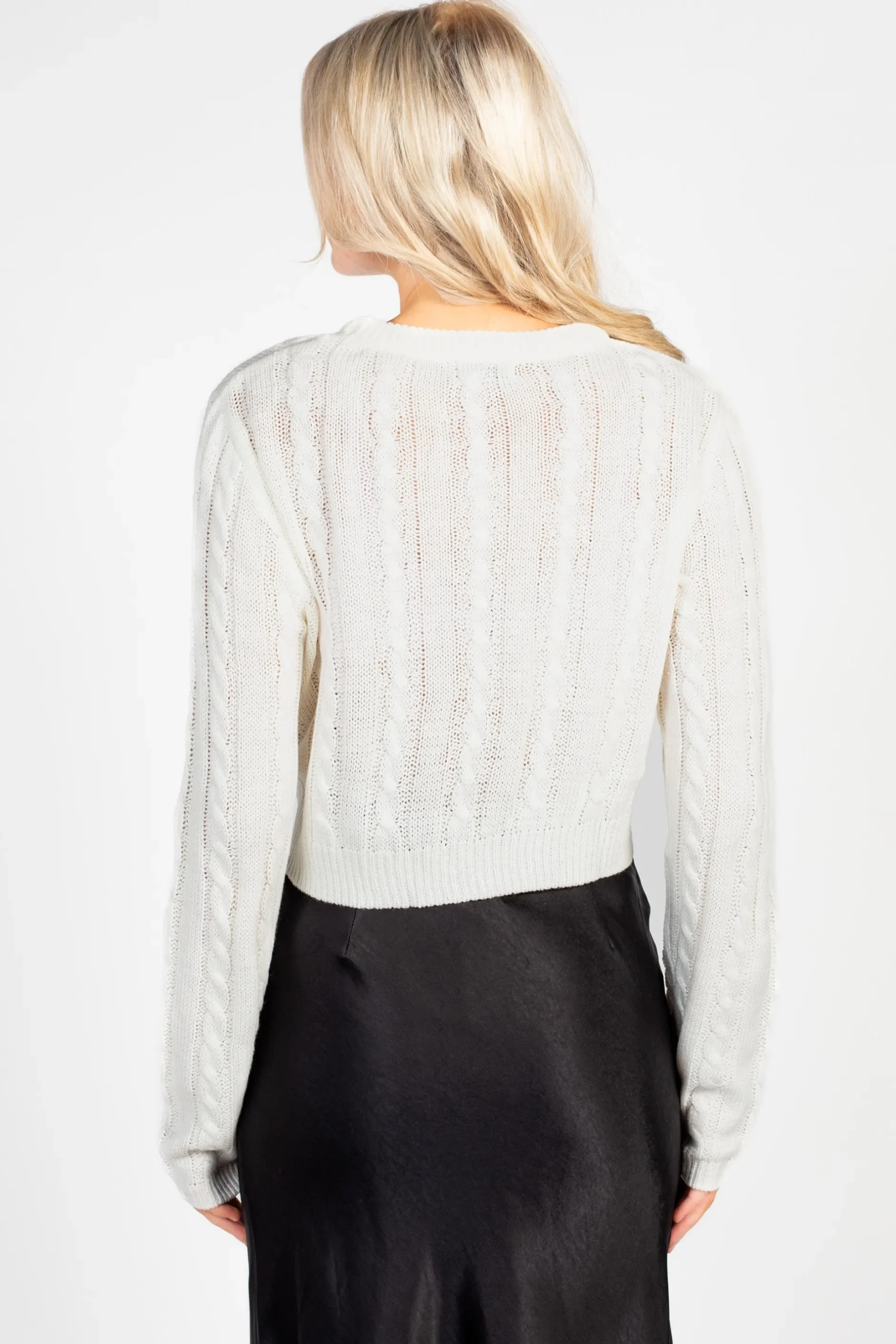 Love Tree Emmeline Cable Knit Bow Sweater Hot