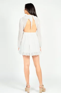 Privy Flirty Ruffle Trim Open Back Mini Dress Clearance