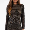Chelsea Florence Open Back Sequin Mini Dress Black/Sequin Clearance